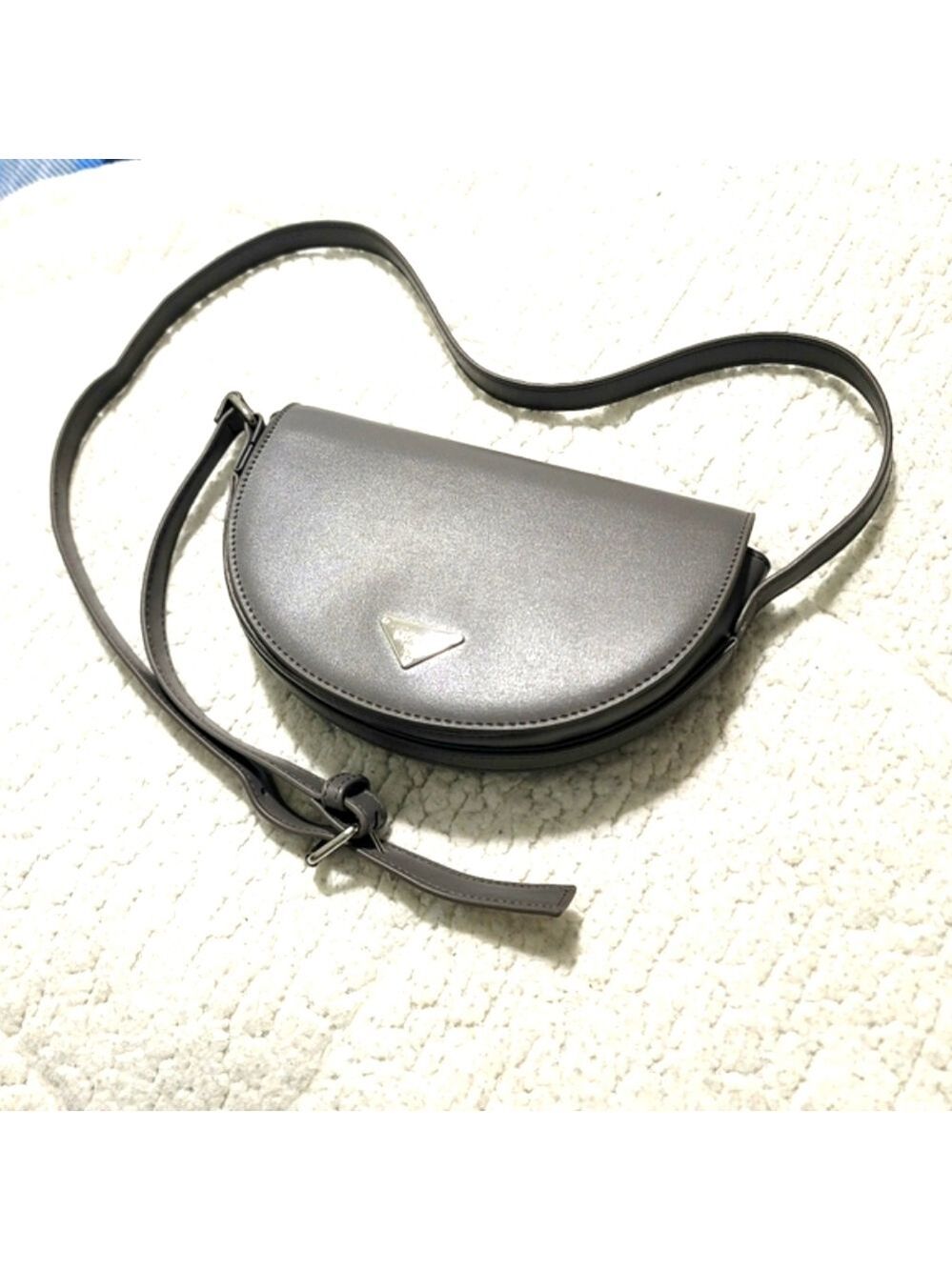 Miniso Women's Half Moon Faux Leather Crossbody Bag Purse